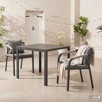 GARTENSTUHL - 2er-Set - Aluminium / Olefin - Anthrazit / Grau - Anthrazit, Textil/Metall (55/74/65cm) - home24