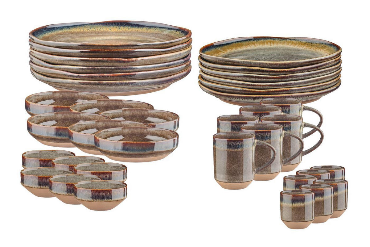 KOMPLETTSERVICE Genesis - 36er-Set - Basalt - Braun, Keramik (1/1/1cm) - Björn