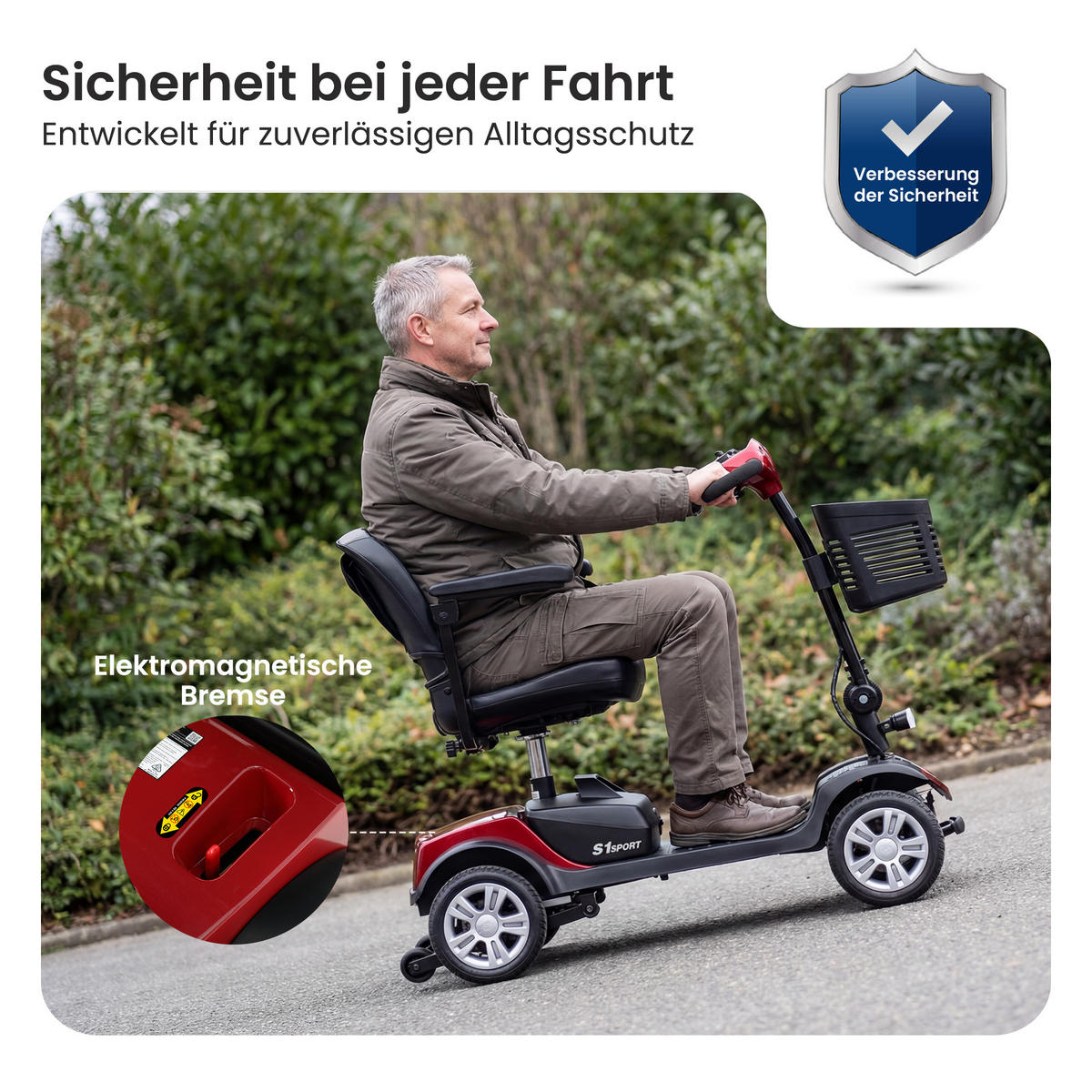 ELEKTROMOBIL faltbar Seniorenmobil,15-25 km,12Ah 4-Rad-Scooter,Rot - Rot, Metall (50/94.5/99cm) - LVHOM