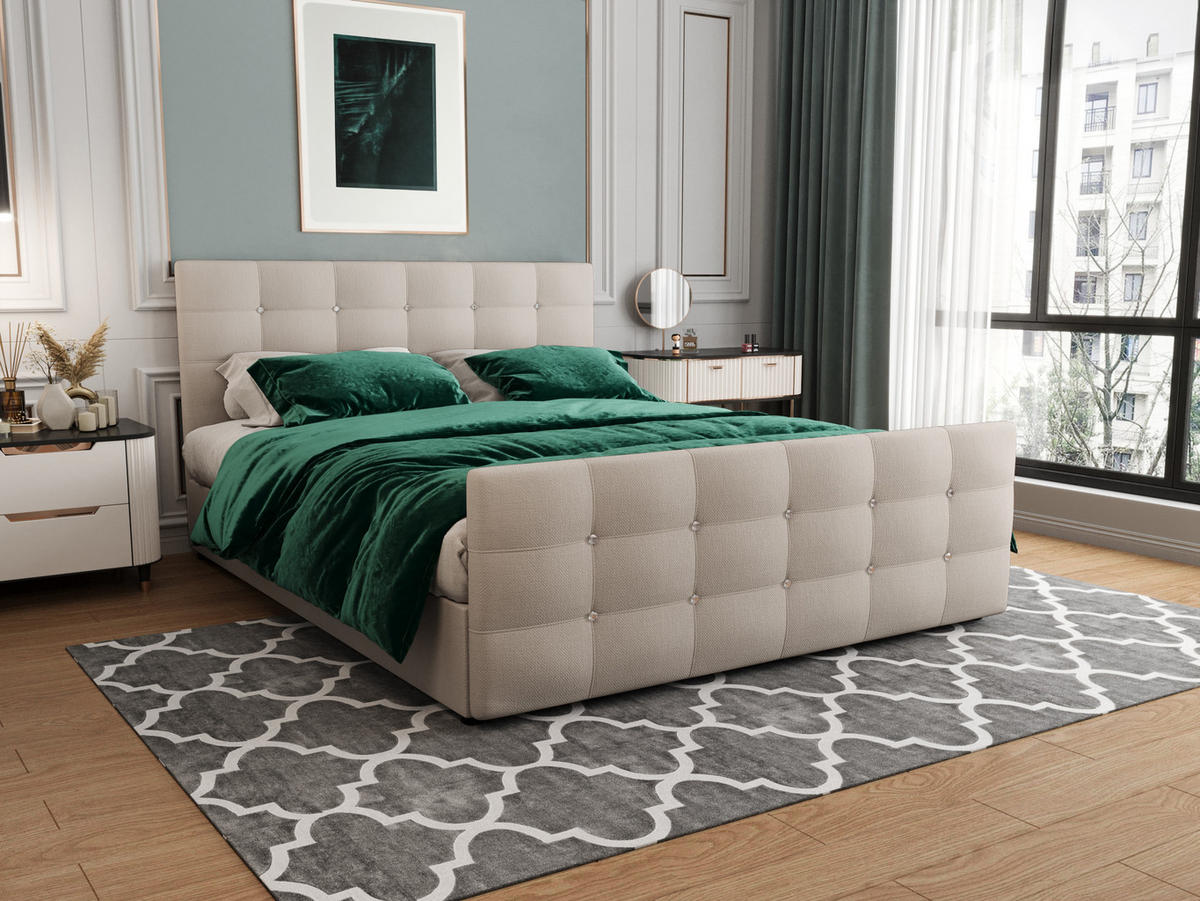 BOXBETT KLEO 180x200, mit Matratze H3 und Topper, Cosmic 10 - Beige, Holz/Kunststoff (180/200cm) - Bedante