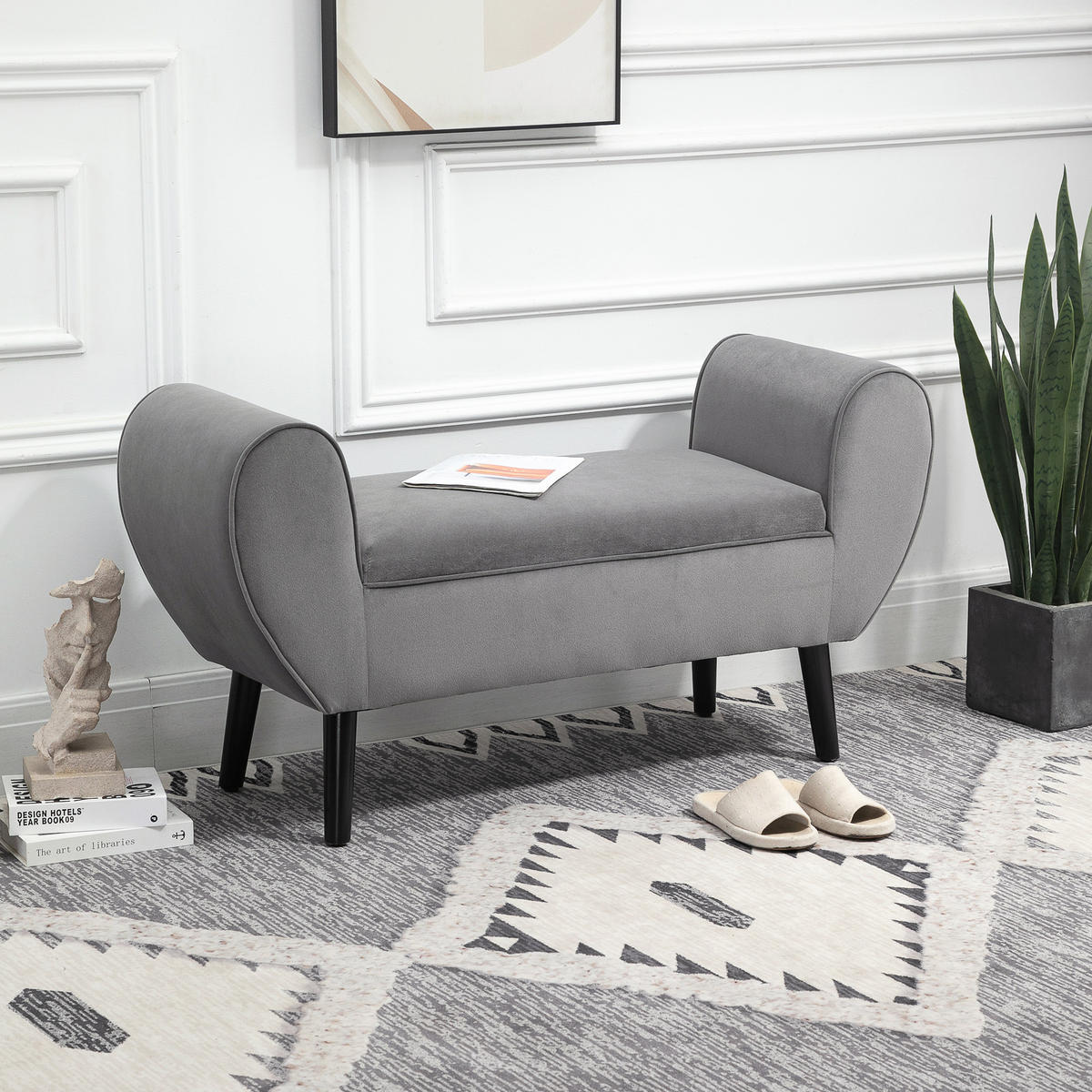 SITZBANK, Polsterbank, Grau - Grau, Kunststoff (42/66/118cm) - HOMCOM
