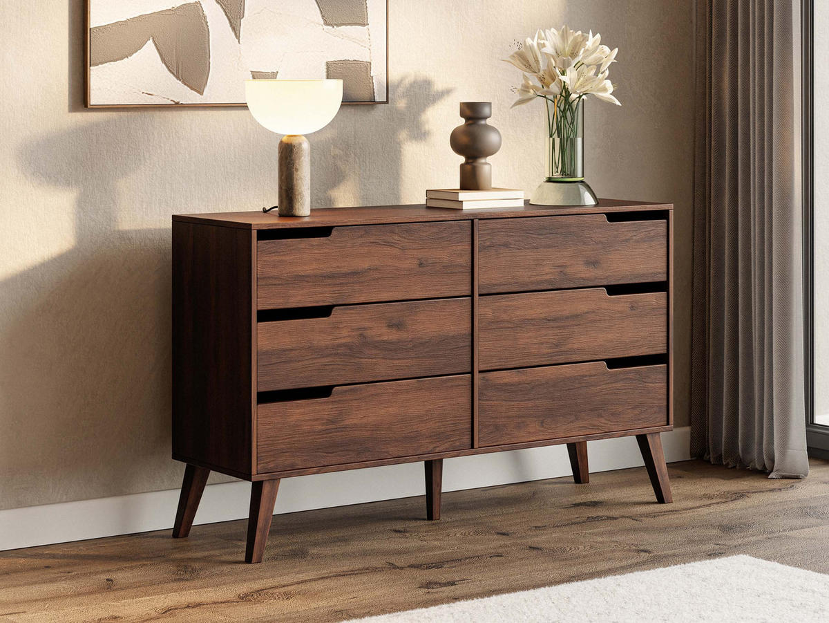 KOMMODE Nordelo 6S - Nussbaumfarben, Holz/Holzwerkstoff (137/80/40cm) - MIRJAN24