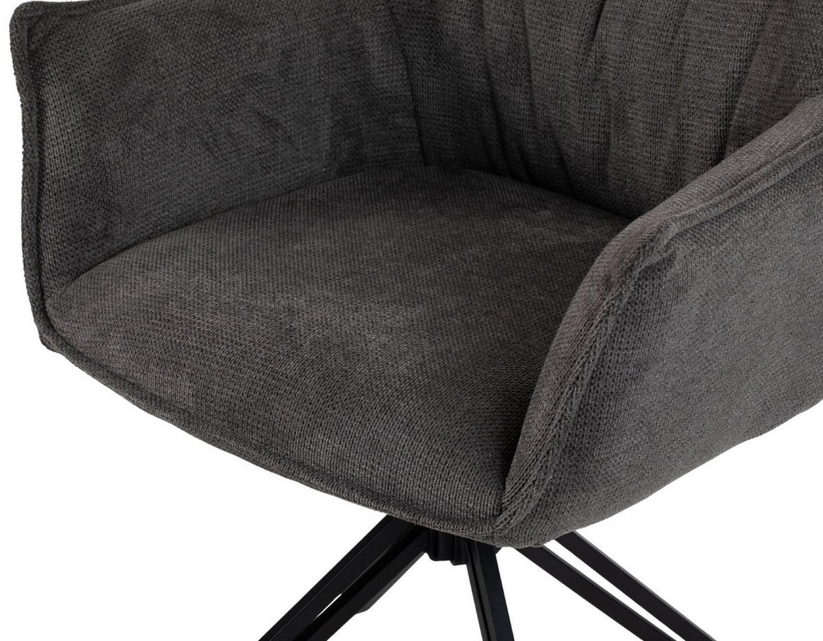 DININGSESSEL Ginosa - drehbar - dunkelgrau - Dunkelgrau/Graubraun, Textil/Metall (62/90/66cm) - bene living