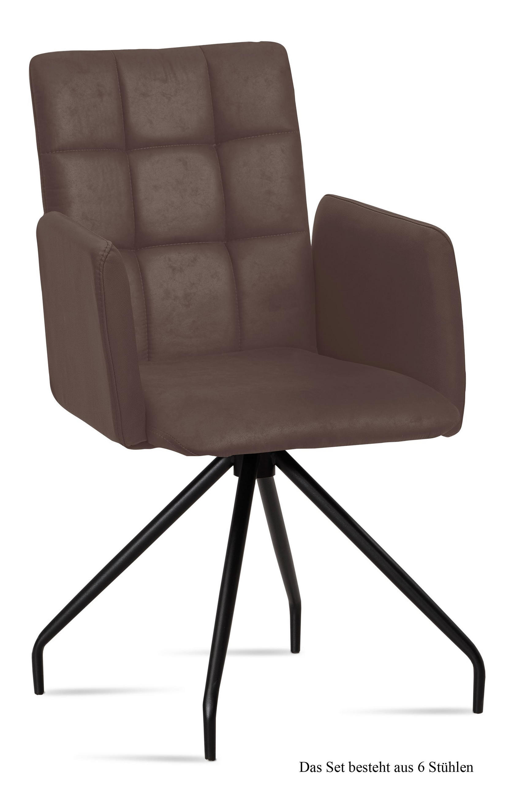 ARMLEHNSTUHL (6er-Set) Devina 52x91x60 Schwarz/Braun - Schwarz/Braun, Kunststoff (60/91/52cm) - 58aufmkessel