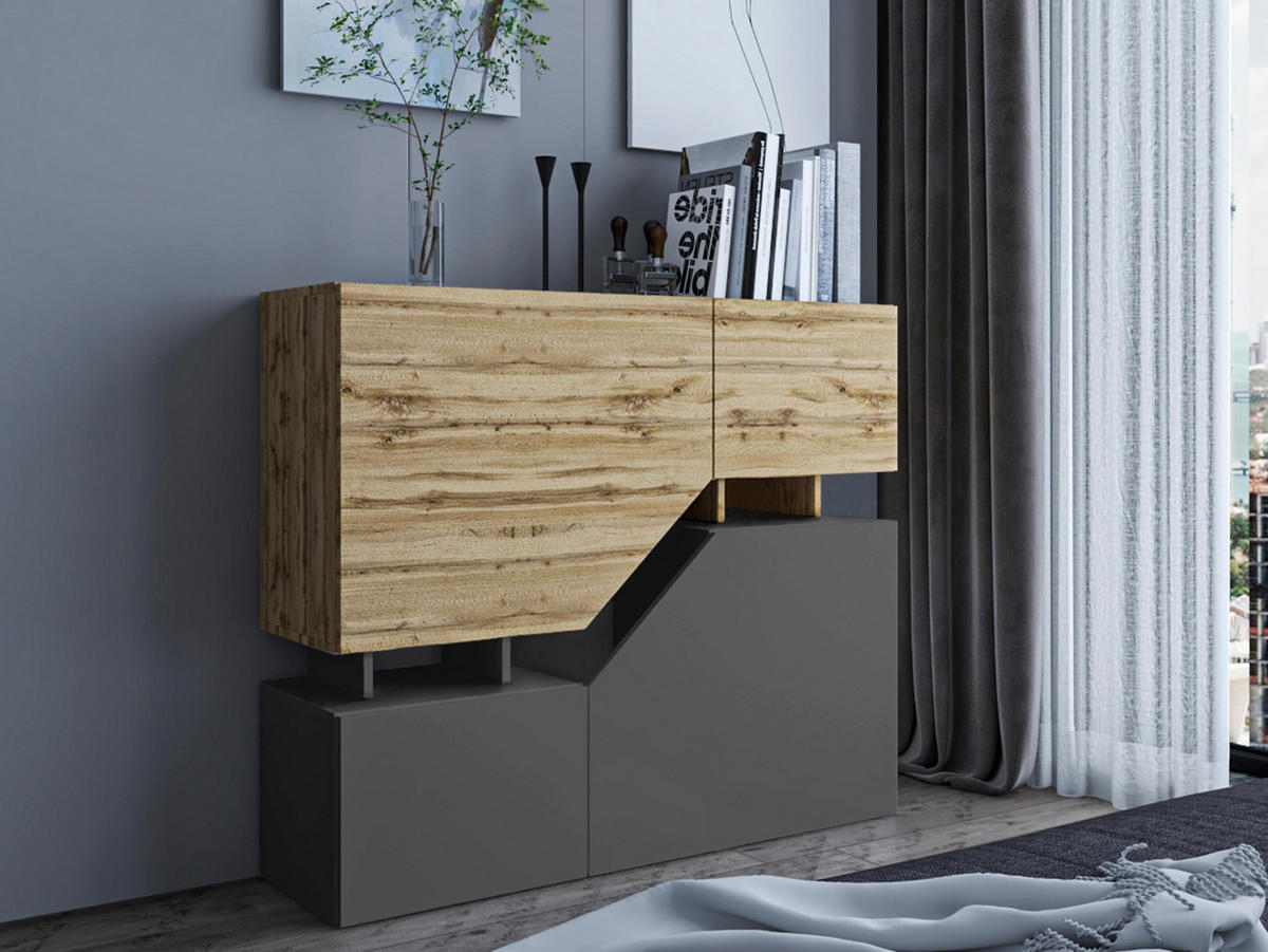 KOMMODE Ceelias - Anthrazit, Holzwerkstoff (120/100/35cm) - MIRJAN24