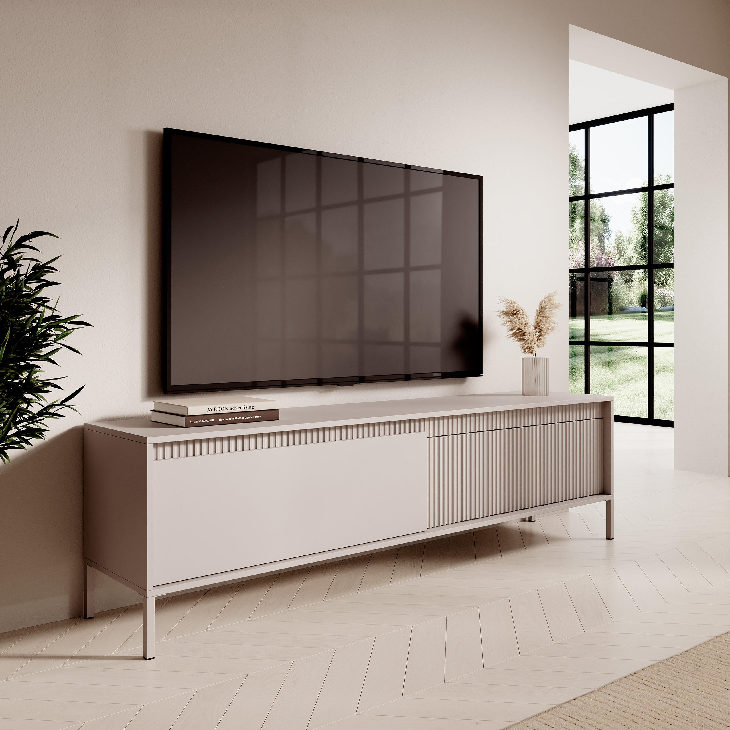 LOWBOARD SENSATO 187,1x39,5x53,4 cm mit 2 Türen Beige - Beige, Holzwerkstoff (187.1/53.4/39.5cm) - MASSENO