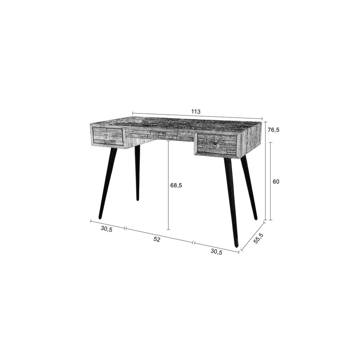 SCHREIBTISCH Leo 113x55,5 cm Braun - Braun, Holz (55.5/113/76.5cm) - Housecraft Living