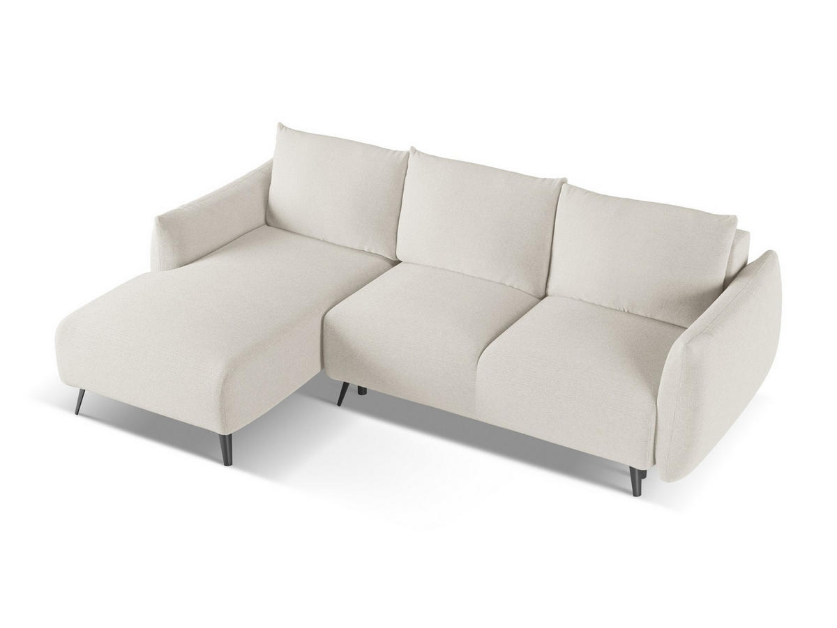 ECKSOFA mit Schlaffunktion Chenille Stoff Grau - Silberfarben/Schwarz, Textil/Metall (162/242cm) - Makamii