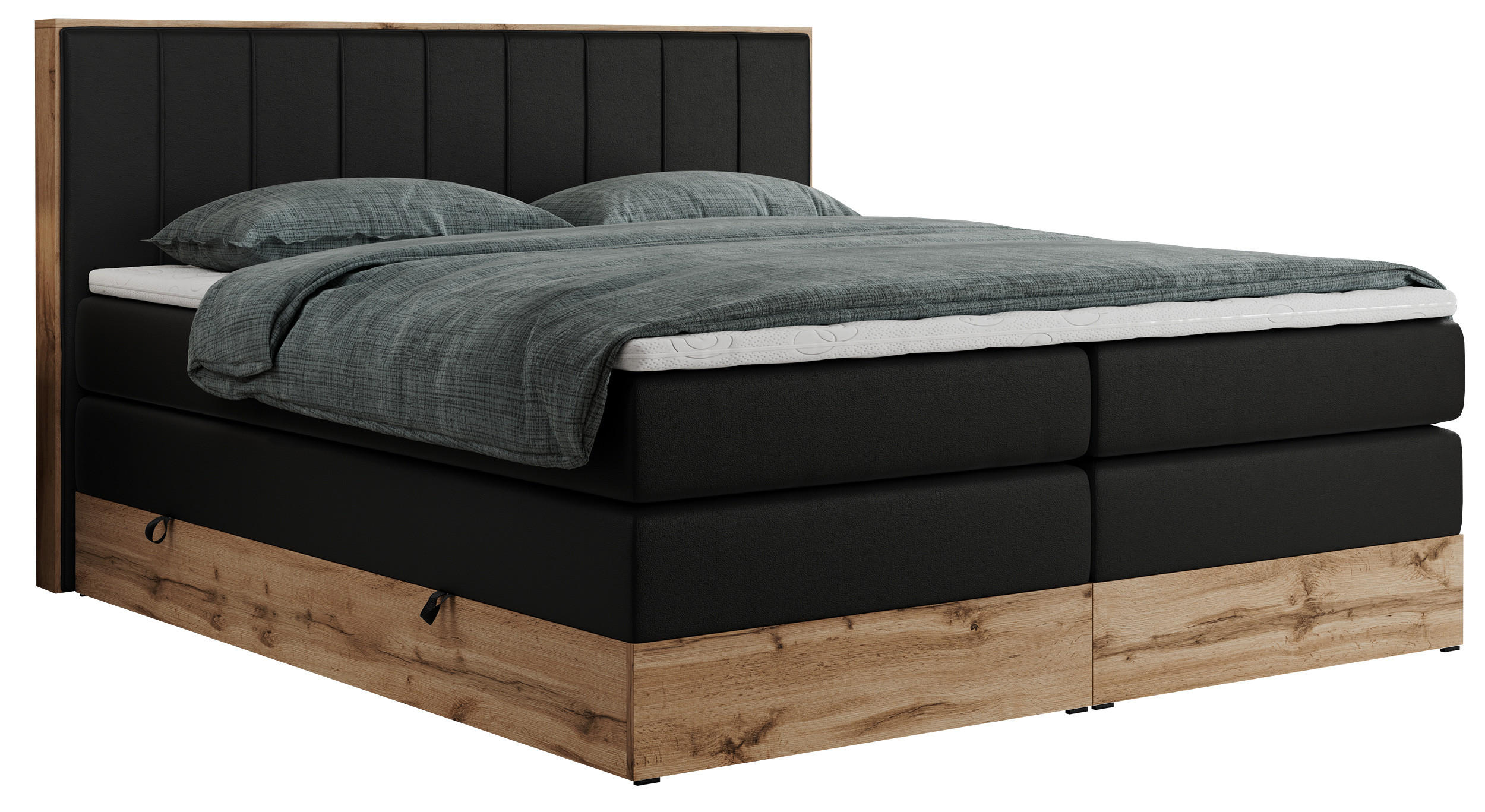 BOXSPRINGBETT BELLISSIMO KING 180/200 Schwarz Kunstleder - H3 - Schwarz, Holz/Textil (180/200cm) - MKS