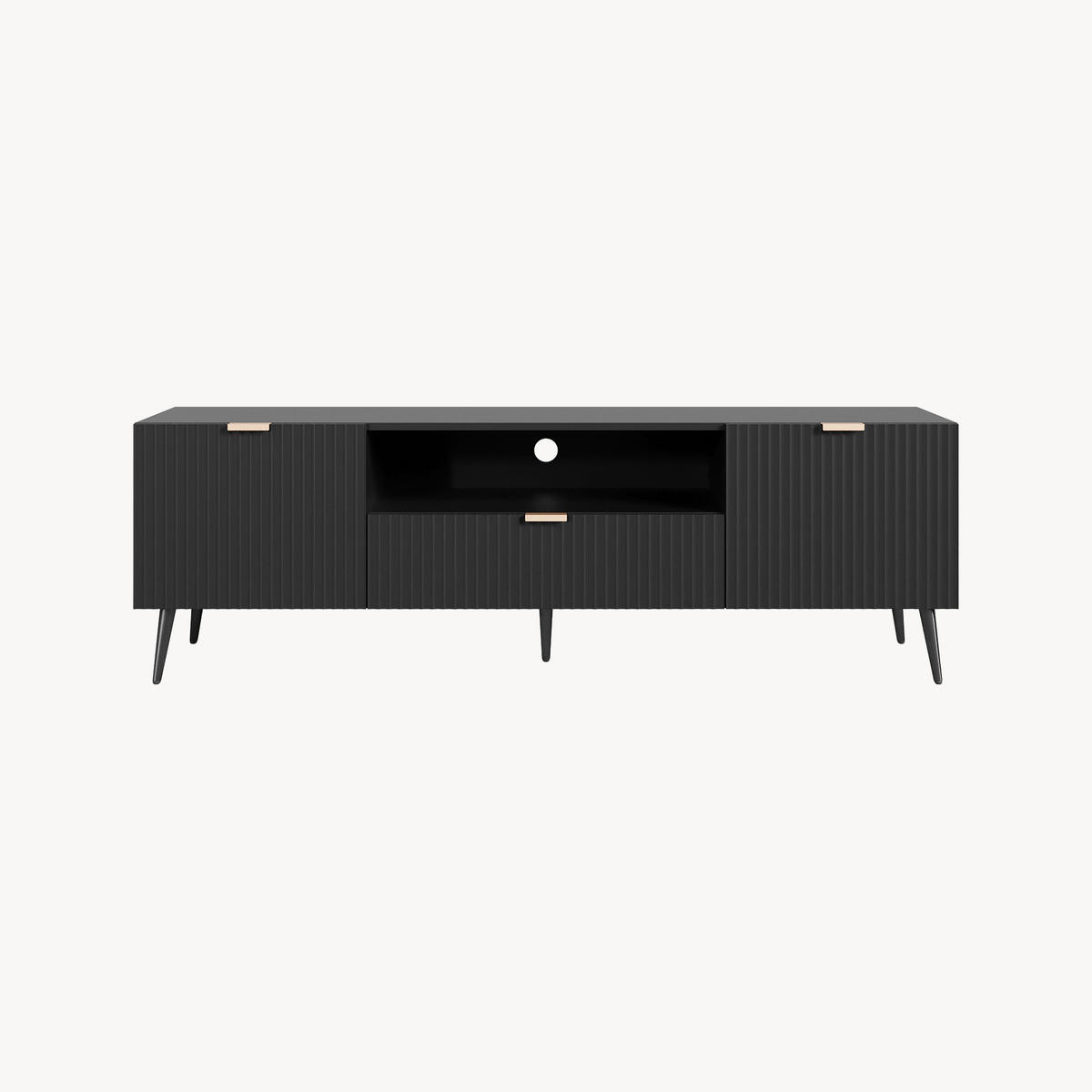 FERNSEHSCHRANK Nand - Schwarz, Holzwerkstoff/Metall (40/51/160cm) - [en.casa]