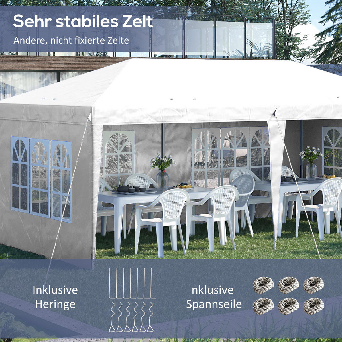 FALTPAVILLON, Blau, Stahl, Oxford - Weiß, Metall (295/270/585cm) - Outsunny
