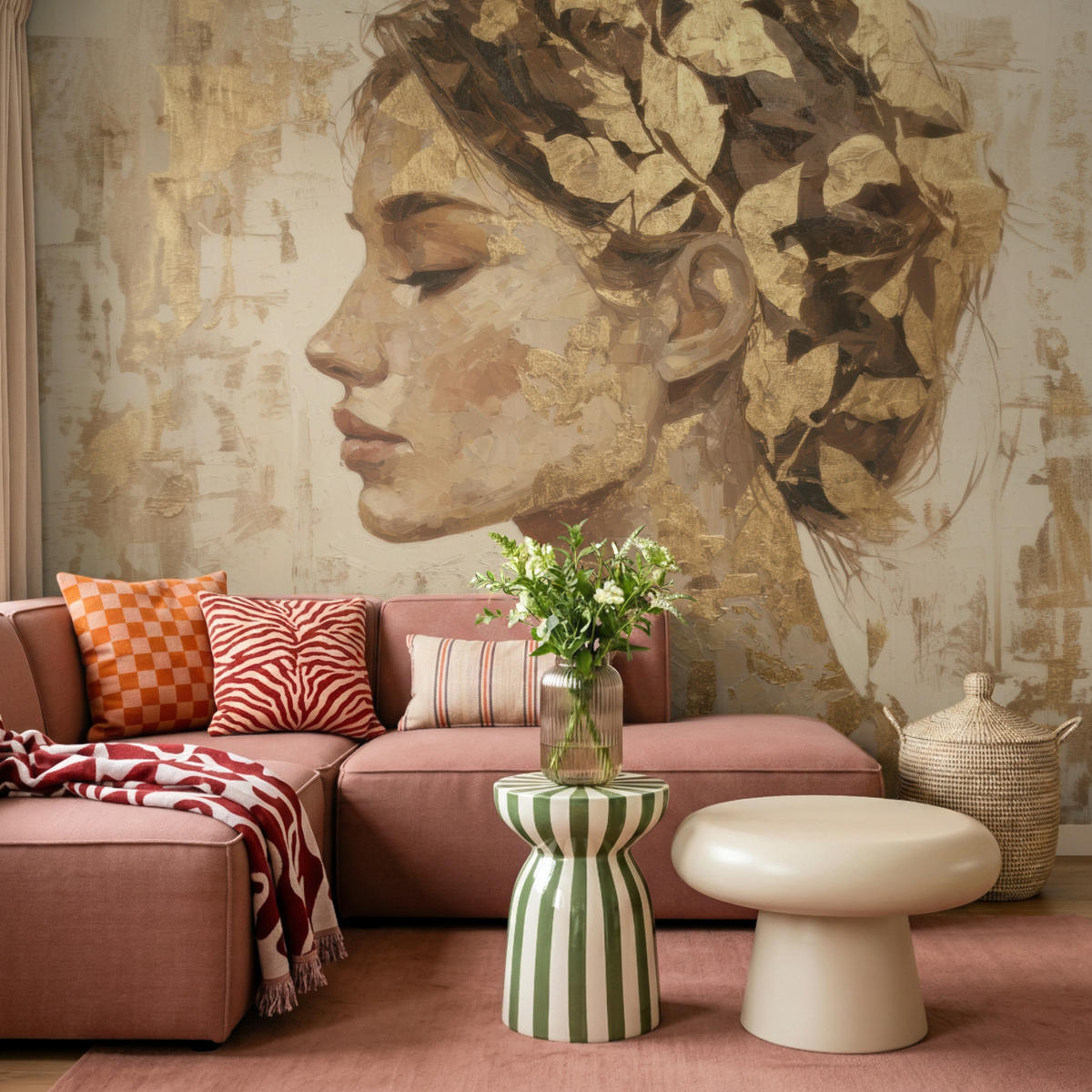 TAPETE - Frau - Gold - Abstrakt - Textur - 280x200 cm - Goldfarben, Papier (280/200cm) - OnlyWow