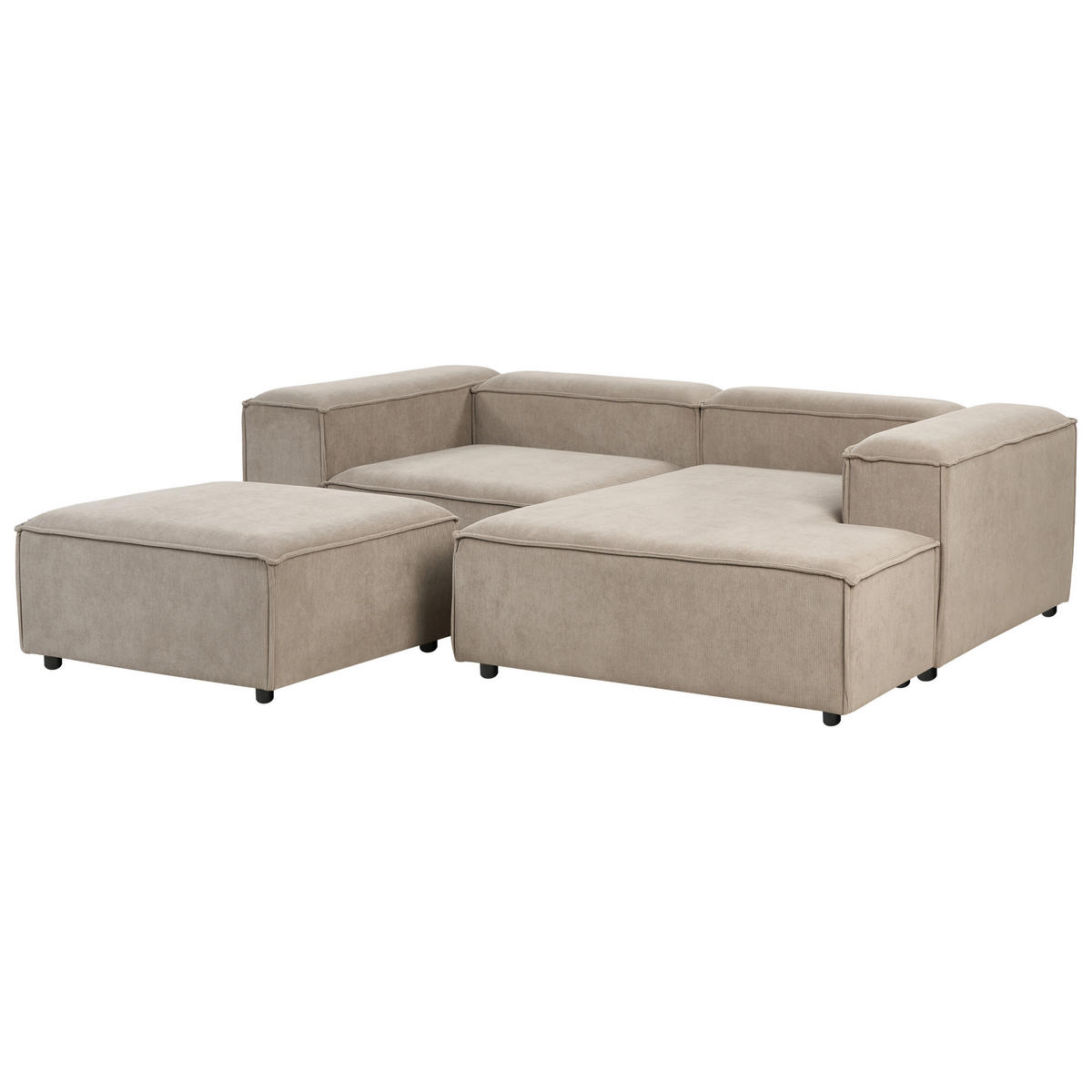 ROHOVÁ POHOVKA modul 3-místná levostranná Světle hnědá Manšestr s otomanem Ardal - světle hnědá, textil (240/180cm) - Beliani