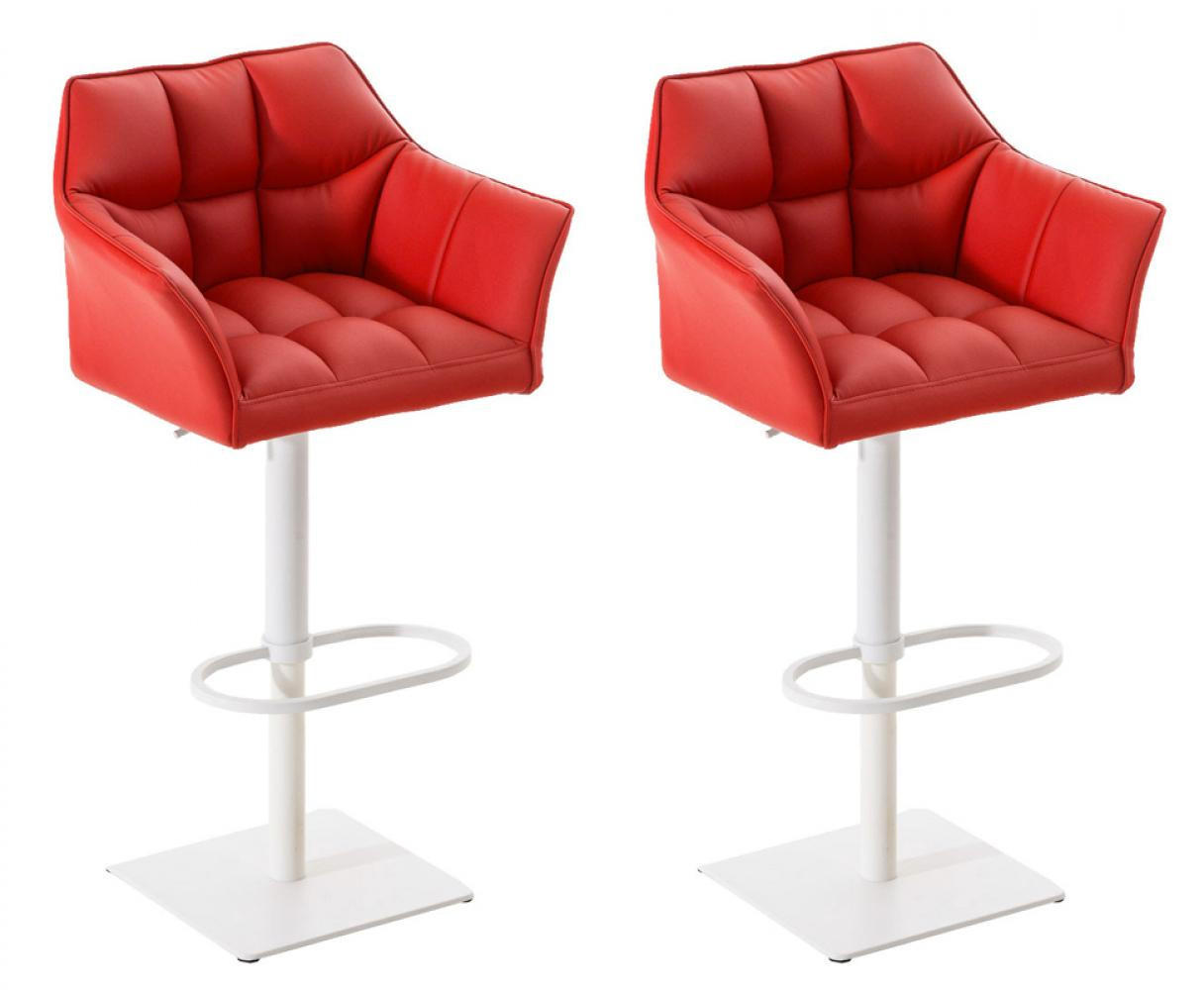 BARHOCKER 2er Set Lederlook Rot - Rot/Weiß, Textil/Metall (64/88/45cm) - CLP