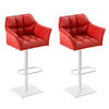 BARHOCKER 2er Set Lederlook Rot - Rot/Weiß, Textil/Metall (64/88/45cm) - CLP
