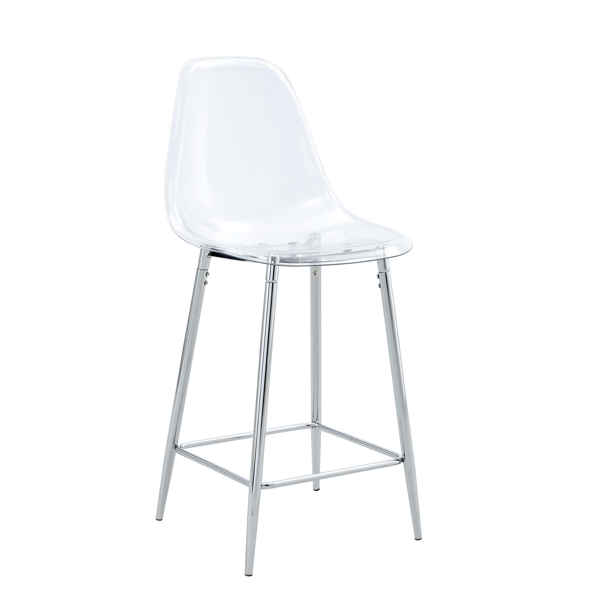 BARHOCKER DE-36582 4er Set mit transparenter Sitzschale Schwarz - Silberfarben, Kunststoff (45/102/51cm) - ComfortXL
