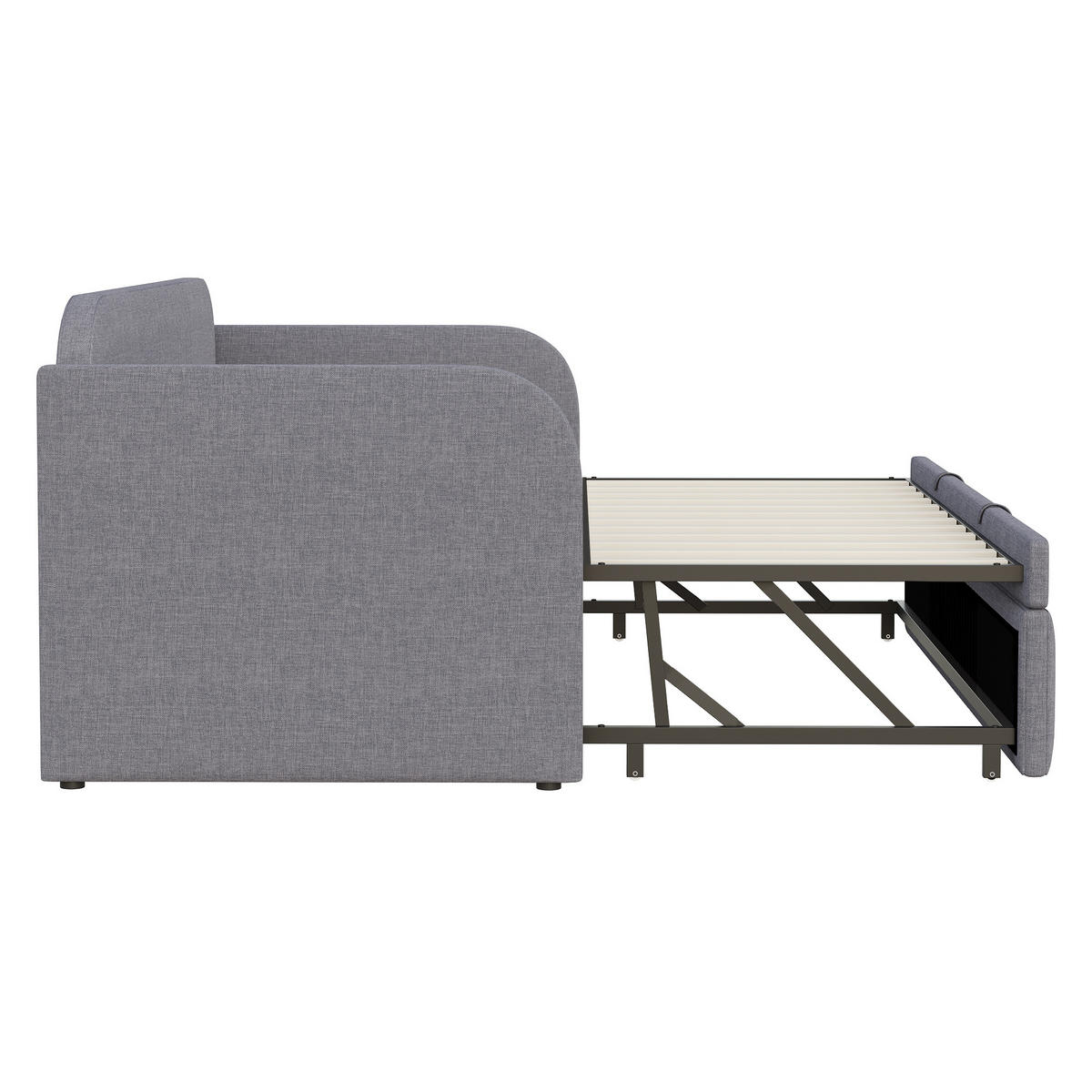 POLSTERBETT 90/180x190 Leinen Lattenrost Streifen Grau - Grau, Holzwerkstoff - FLIEKS