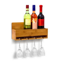 WEINREGAL - Hellbraun, Holz (11.5/17/36cm) - Relaxdays