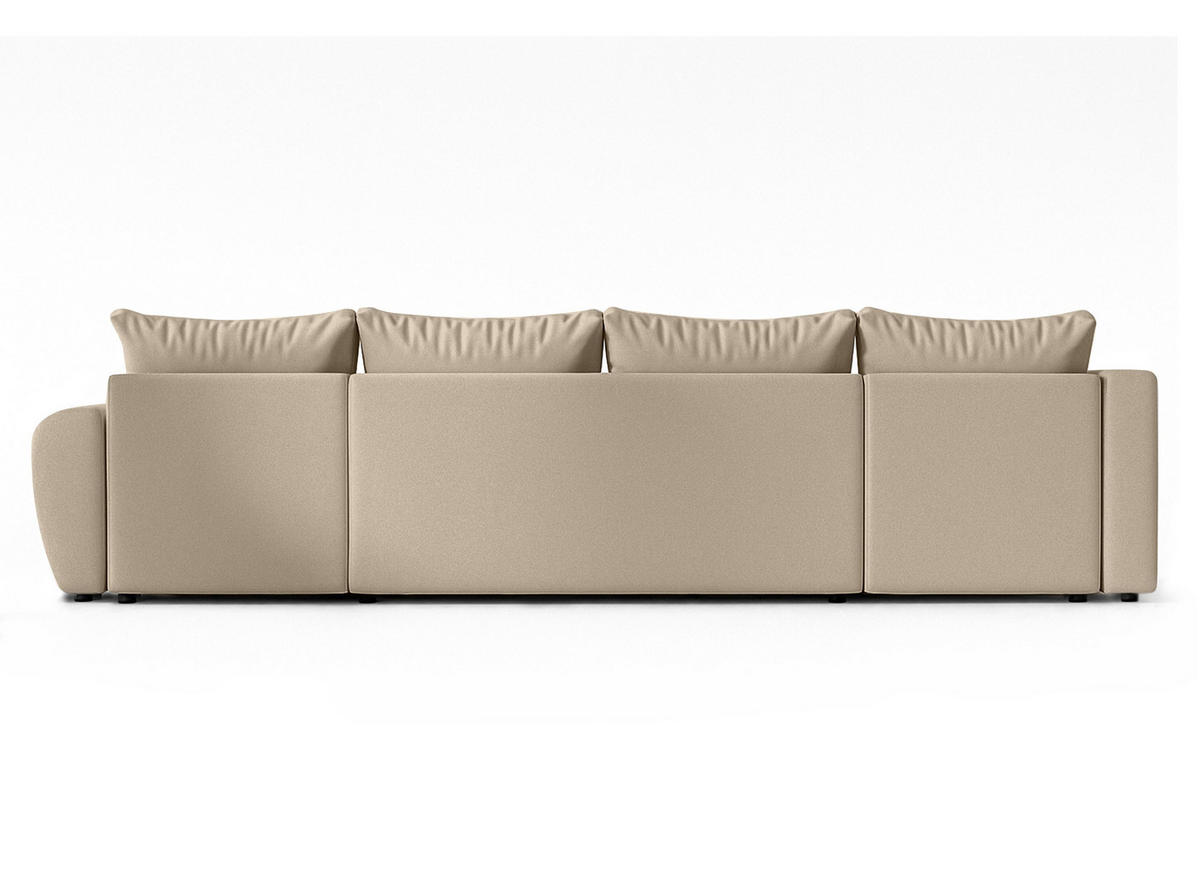 WOHNLANDSCHAFT Malatya U Form MAX Hellbraun 311/145/80 cm mit Schlaffunktion - Hellbraun/Schwarz, Kunststoff/Textil (303/80/208cm) - AX Living