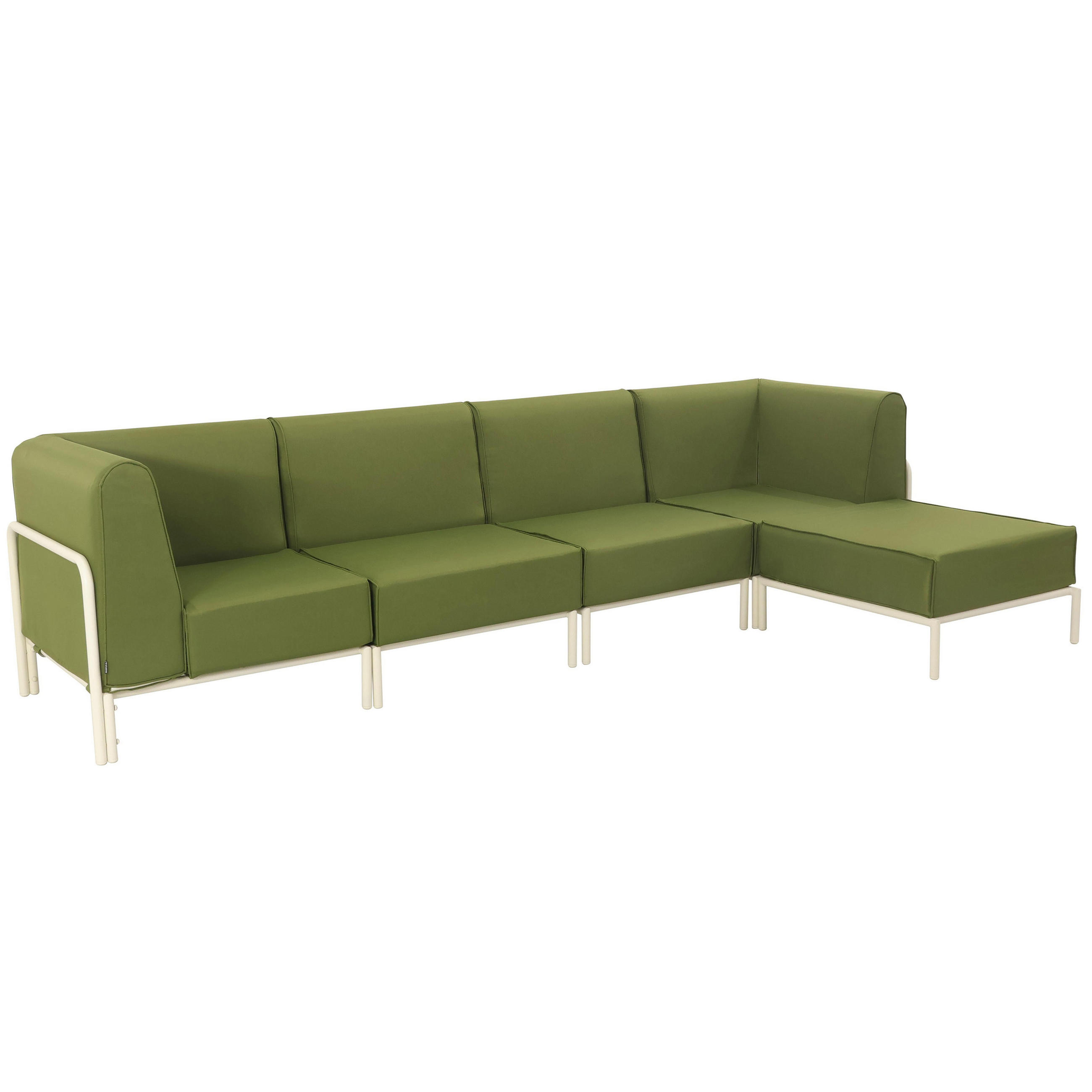GARTENSOFA mit 5 Sitzplätzen, Khakigrün - Grün, Textil (288/78/80cm) - Oviala