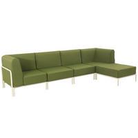 GARTENSOFA mit 5 Sitzplätzen, Khakigrün - Grün, Textil (288/78/80cm) - Oviala