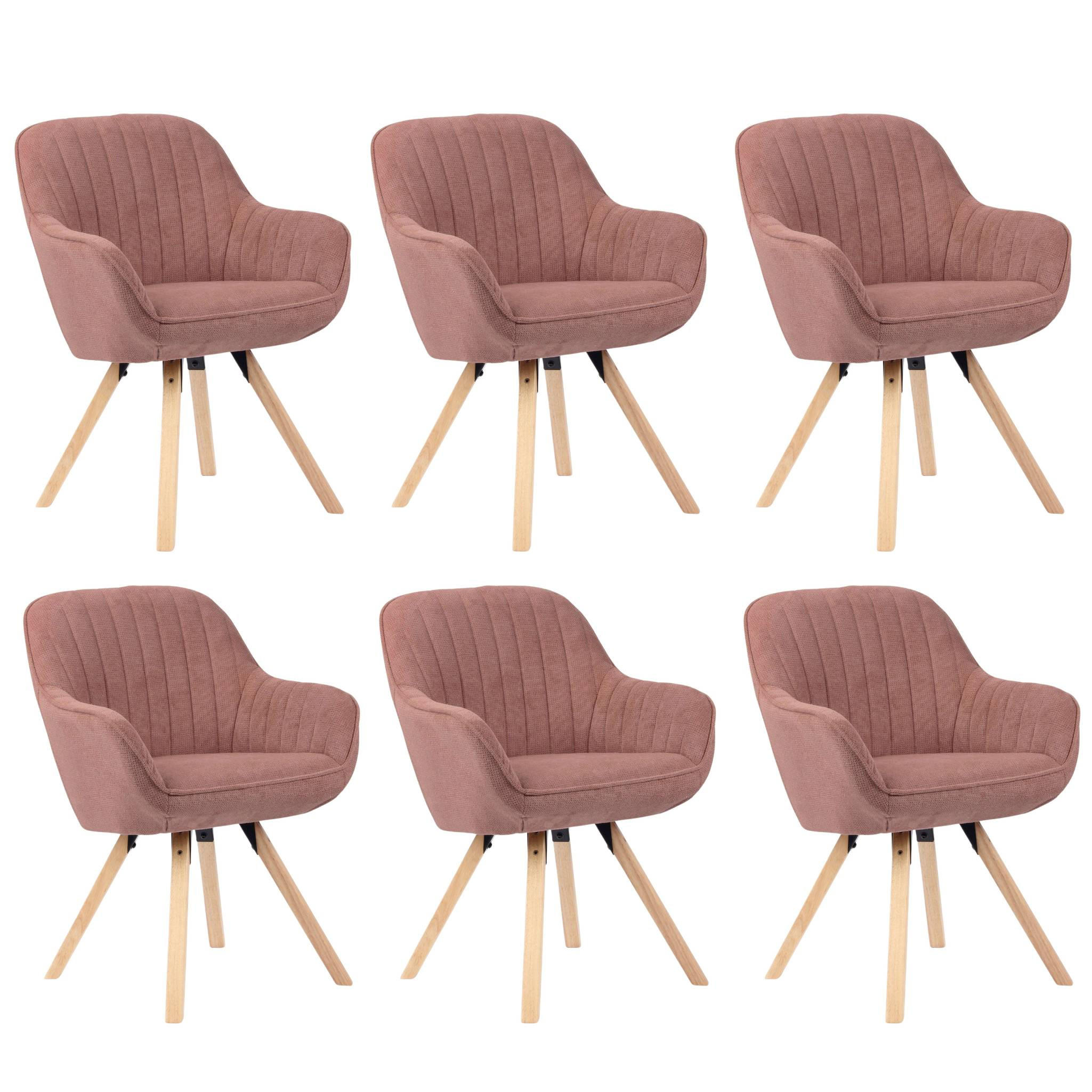 ESSZIMMERSTÜHLE Matera 6er-Set - Altrosa/Rosa, Naturmaterialien/Textil (59/89/61cm) - Mr. Deko