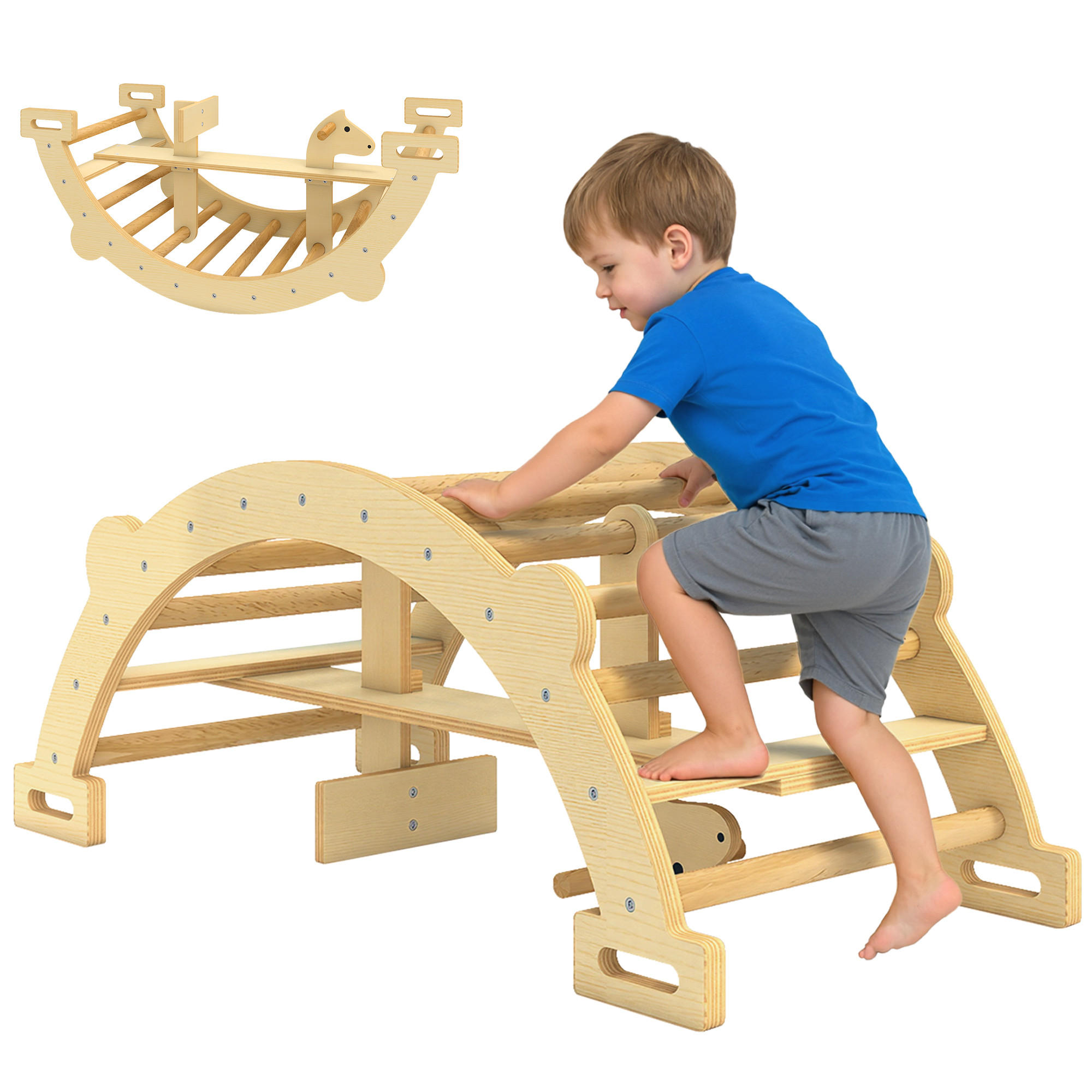 KLETTERBOGEN 2-in-1 DE-09838 Naturholz - Naturfarben, Holz (52/110cm) - ComfortXL