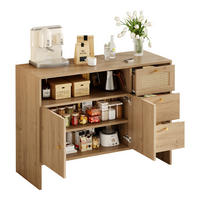 SIDEBOARD Rattan Holz 2 Türen 3 Schubladen Gold 105x40x76cm - Naturfarben, Holzwerkstoff (40/76/105cm) - FLIEKS