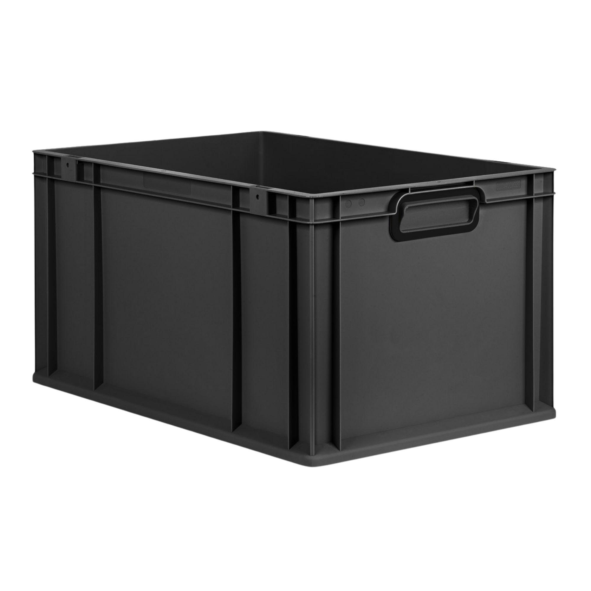 EUROBOX NextGen Color 32x40x60 cm 65 Liter Griffe schwarz zu, Schwarz - Anthrazit/Schwarz, Kunststoff (40/32/60cm) - PROREGAL
