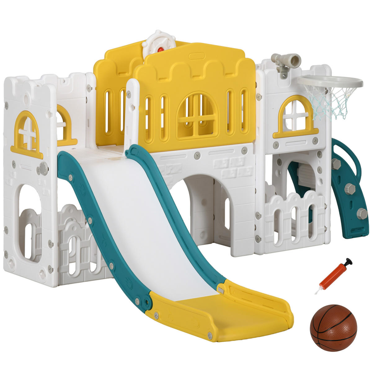 KINDERRUTSCHE DE-09326 Gelb/Weiß/Grün - Gelb, Kunststoff (177/99/178cm) - ComfortXL