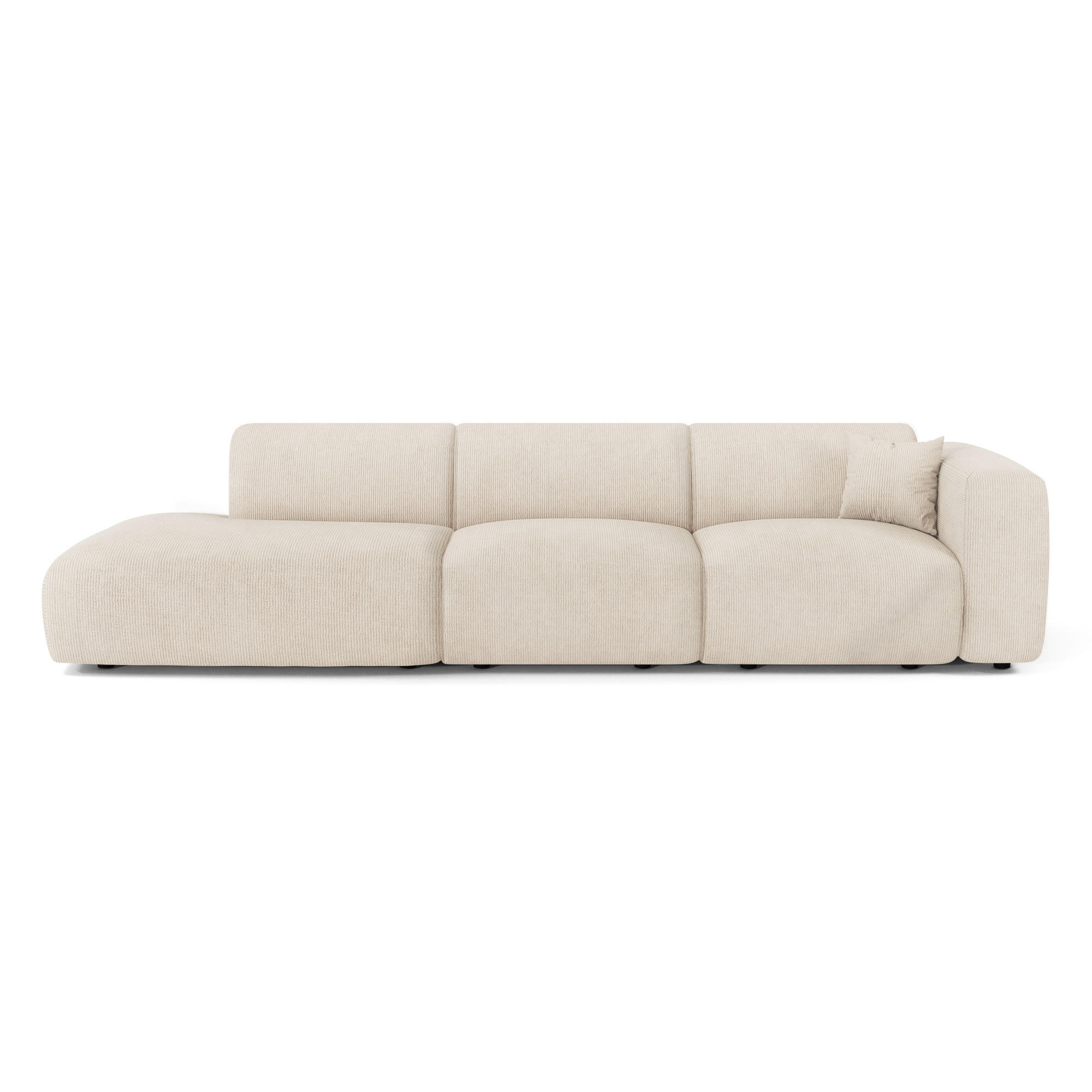 SOFA 5-Sitzer Gerippter Samt Creme 310cm - Creme, Textil (310/73/96cm) - Sia Home