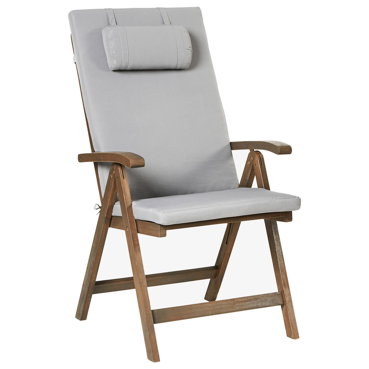 GARTENSTUHL 2er-Set Dunkelbraun/Hellgrau Amantea Premium - Dunkelbraun/Hellgrau, Holz (54/105/69cm) - Beliani