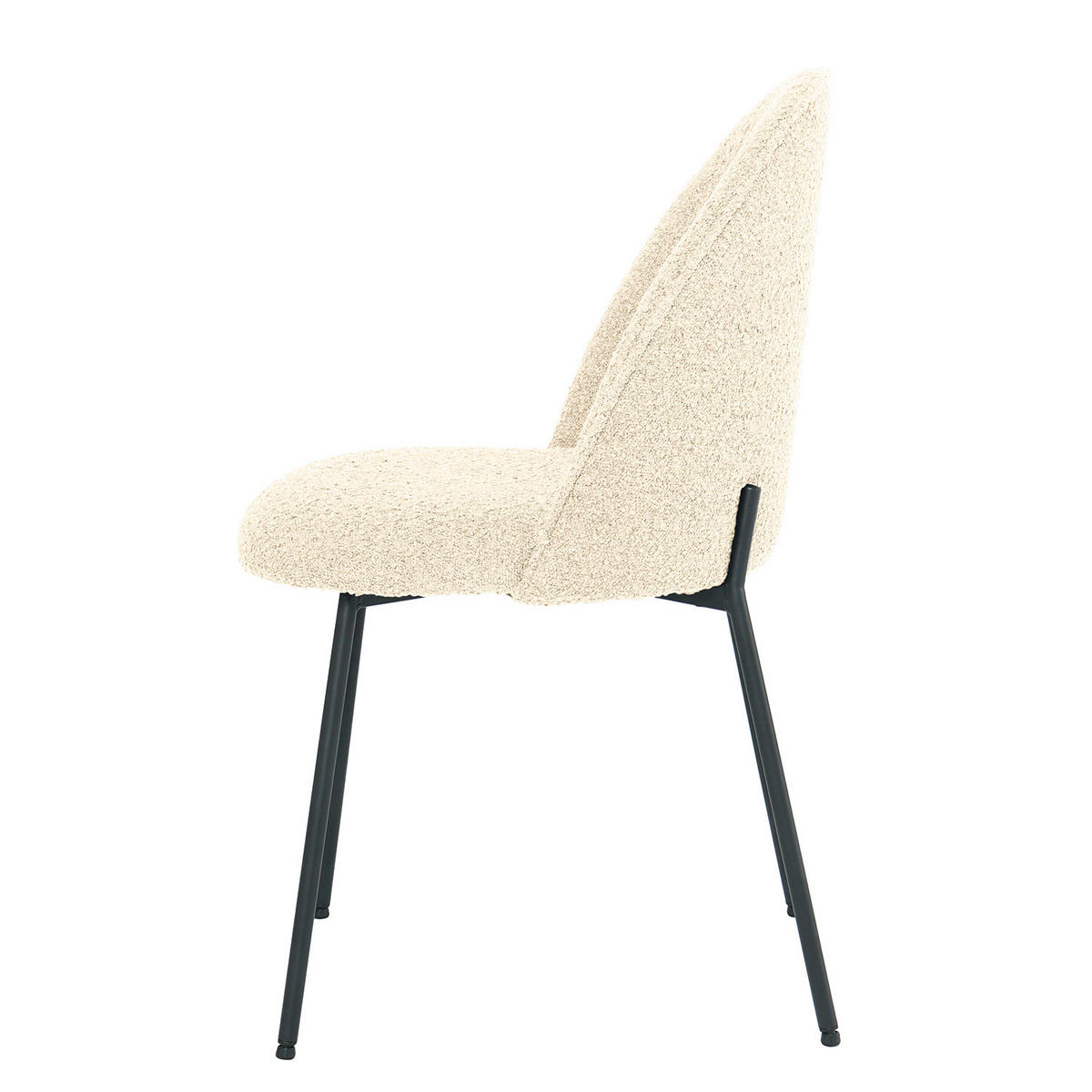 POLSTERSTUHL - Bouclé / Eisen, 2er-Set - Creme/Schwarz, Textil (49/84/54cm) - home24