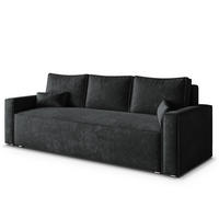 BETTSOFA MENI LM Schwarz Chenille-Stoff mit Schlaffunktion - Schwarz, Textil (232/85/87cm) - MASSENO