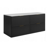 WASCHBECKUNTERSCHRANK SLIM 160cm mit Arbeitsplatte Weiß Schwarz - Schwarz/Weiß, Holzwerkstoff (160/57/46cm) - Rodan
