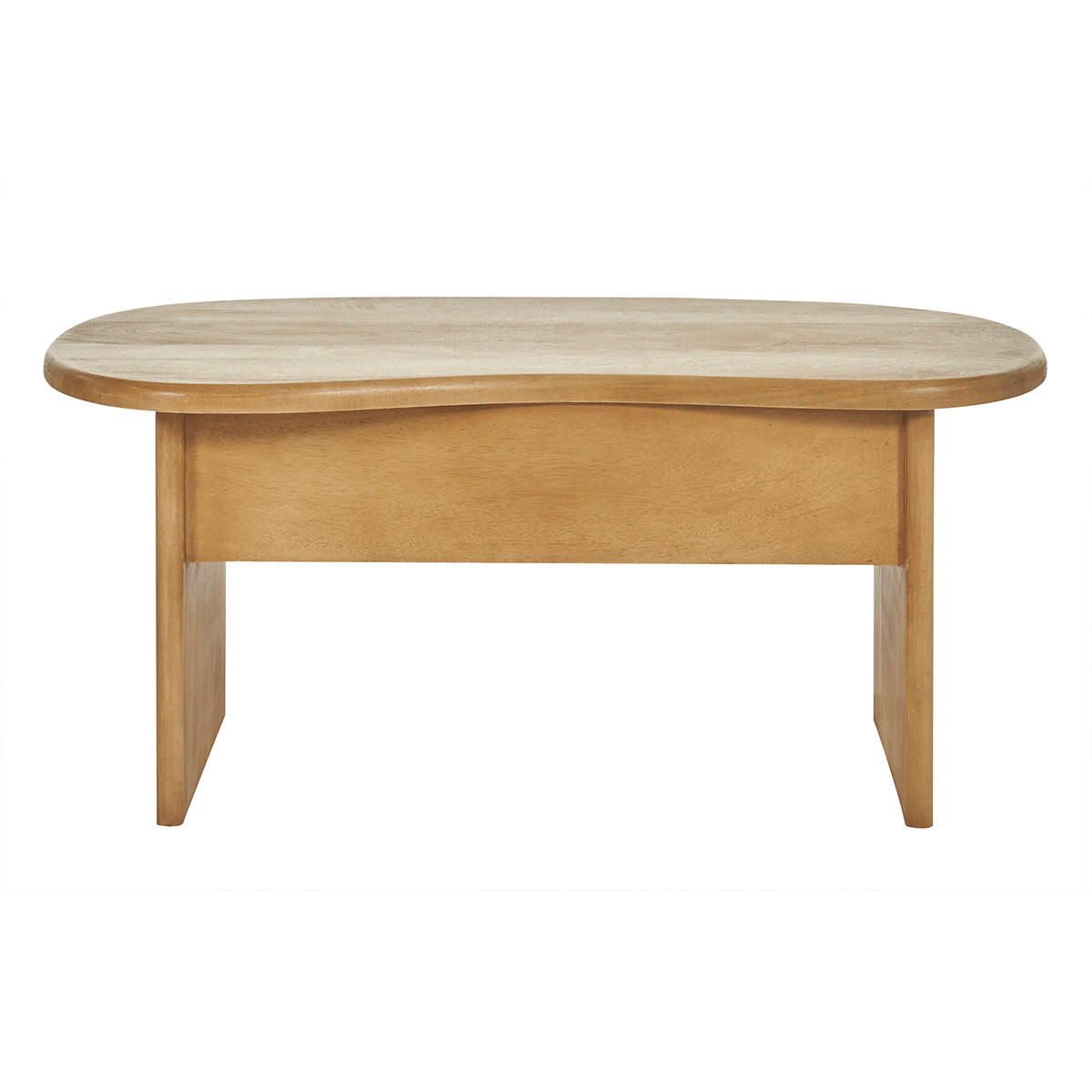 COUCHTISCH Bohnenform Ablage Massives Mangoholz B95 cm KOKOA - Eiche Bianco, Holz (95/54/40cm) - Miliboo