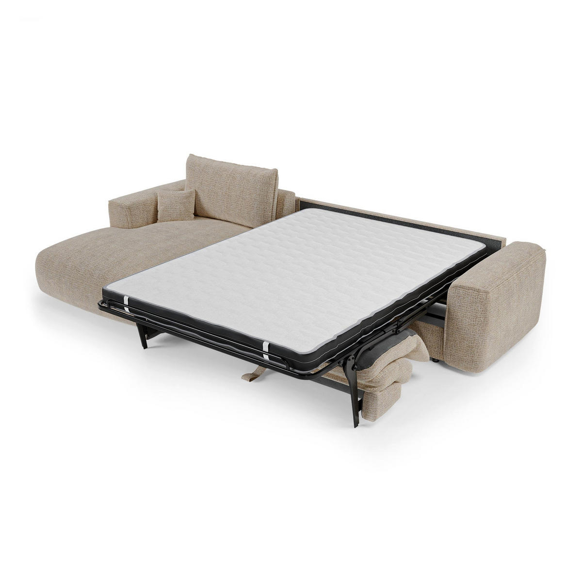 SCHLAFSOFA Express COMO Köpergewebe mit weichem Griff Beige 300cm - Beige, Textil (300/165cm) - Premium Interiors