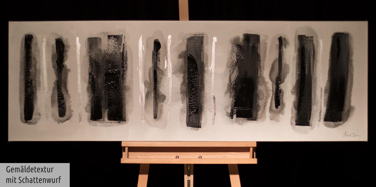 ACRYLBILD HANDGEMALT 150/50 cm - Schwarz, Holz/Textil (150/50cm) - KUNSTLOFT