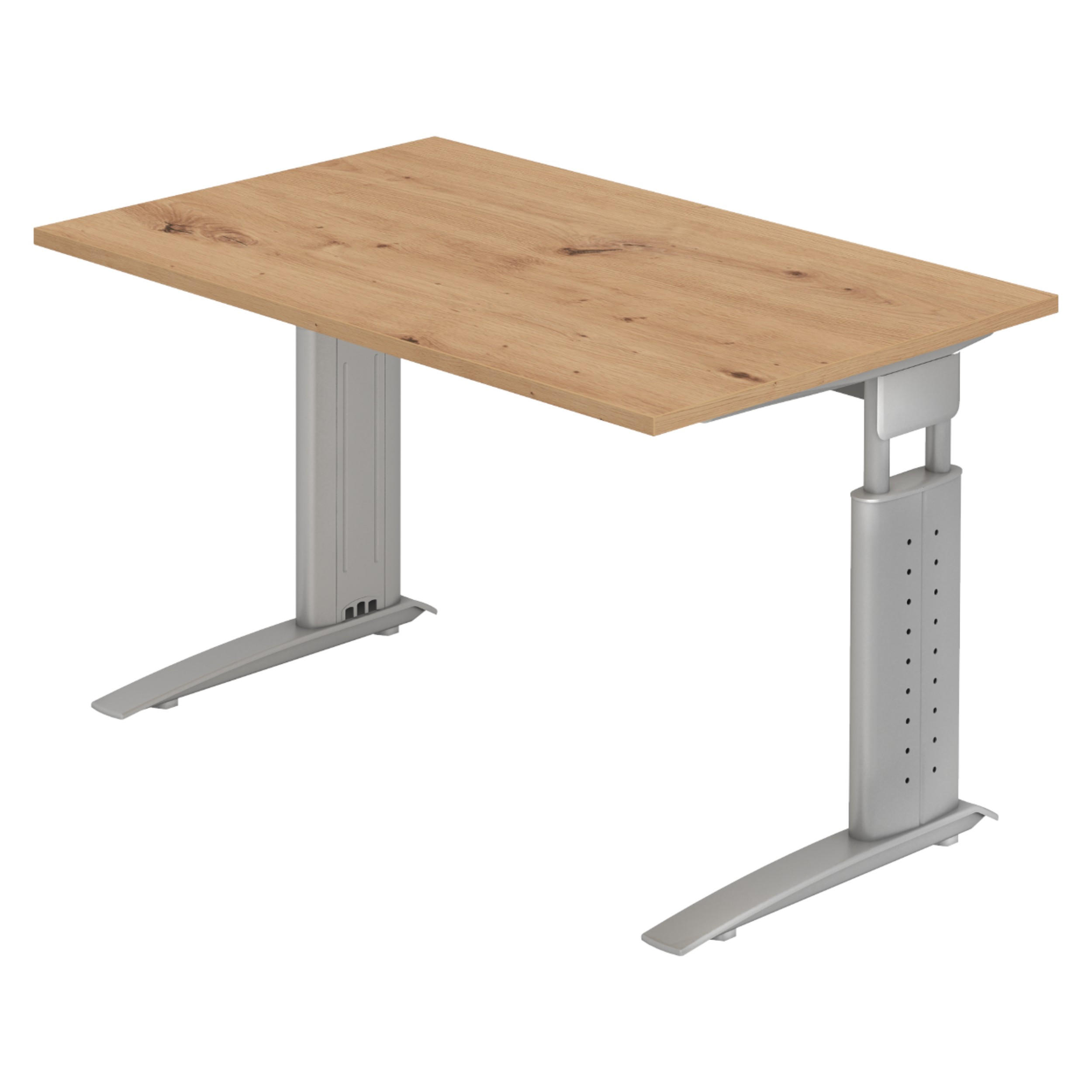 SCHREIBTISCH Serie-U 80/120/74 cm in Wildeiche/Silberfarbengrau - Wildeiche/Silberfarben, Holzwerkstoff (80/120/74cm) - bümö