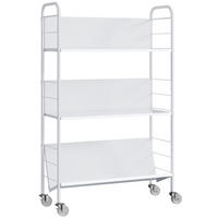 BÜCHERREGAL Mobiles Aufbewahrungsregal mit 3 Ebenen Rädern Spielzeugregal Weiß - Weiß, Metall (26/108/69cm) - HOMCOM