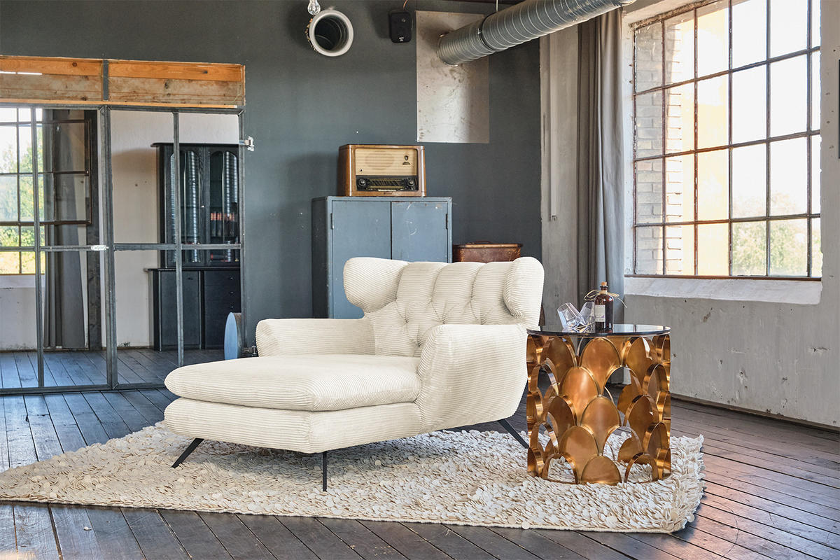 LONGSEAT CHAMRE Beige - Beige/Schwarz, Textil/Metall (130/95/160cm) - KAWOLA