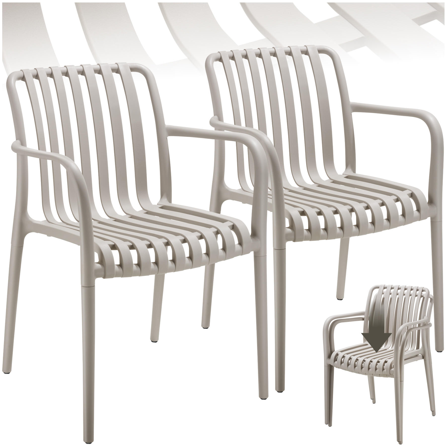 GARTENSTÜHLE Alcudia,54,5 x 58 x 80,5 cm, Belastbarkeit 120 kg,taupe - Taupe, Textil (54.5/80.5/58cm) - tectake