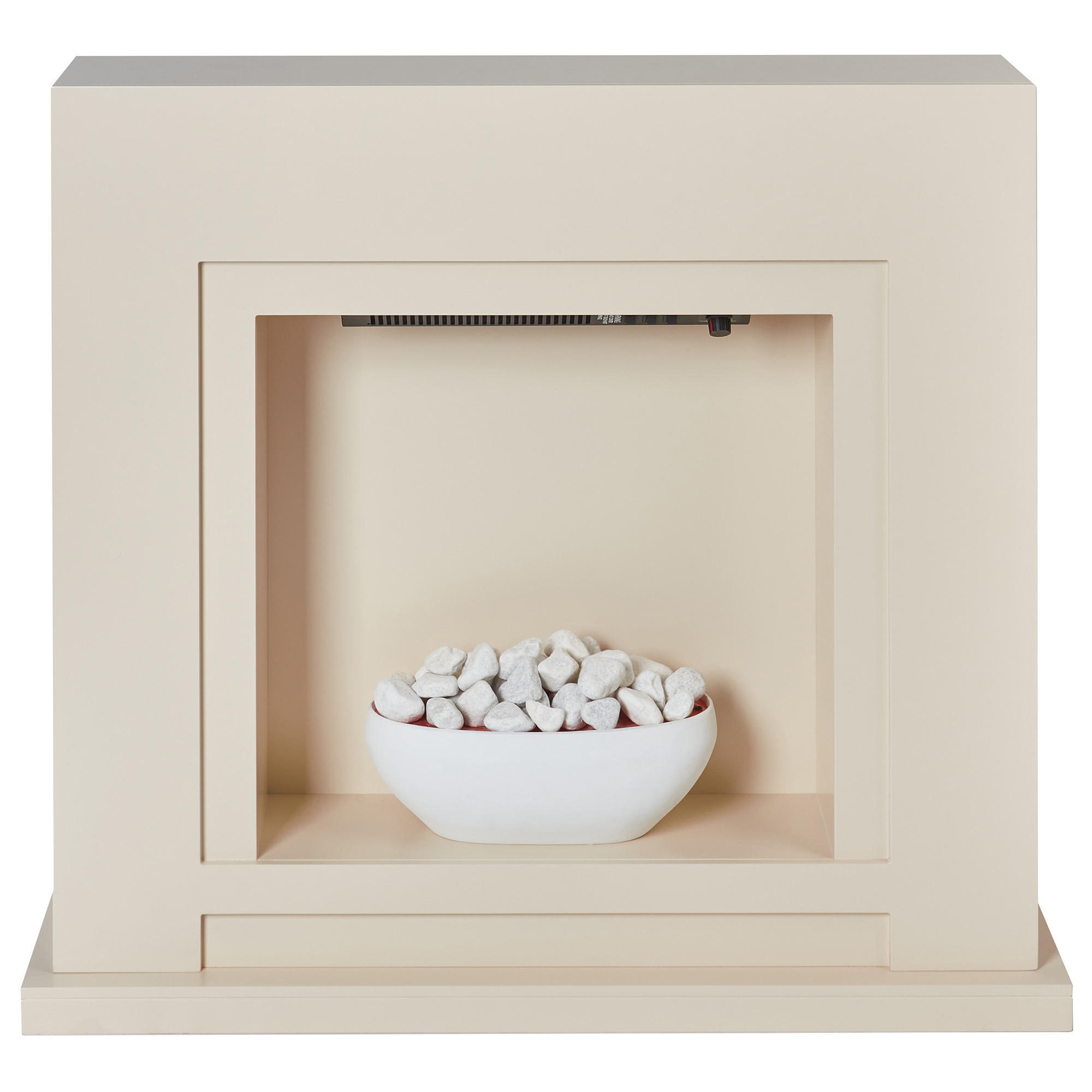 ELEKTROKAMIN Beige Sahara - Beige/Weiß, Holzwerkstoff (90/80/21cm) - Beliani