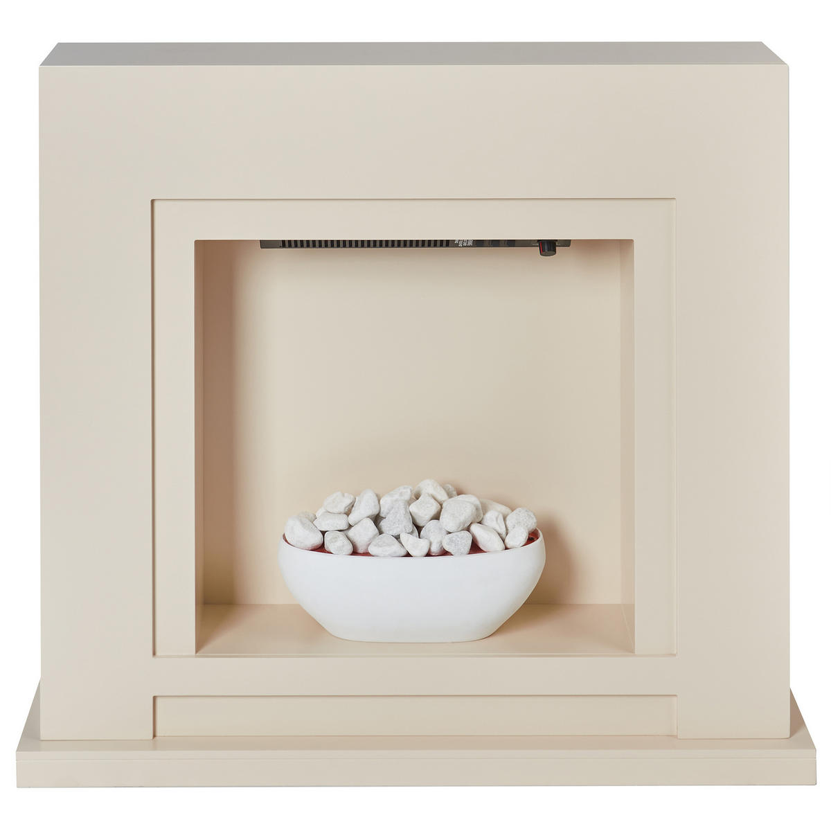 ELEKTROKAMIN Beige Sahara - Beige/Weiß, Holzwerkstoff (90/80/21cm) - Beliani