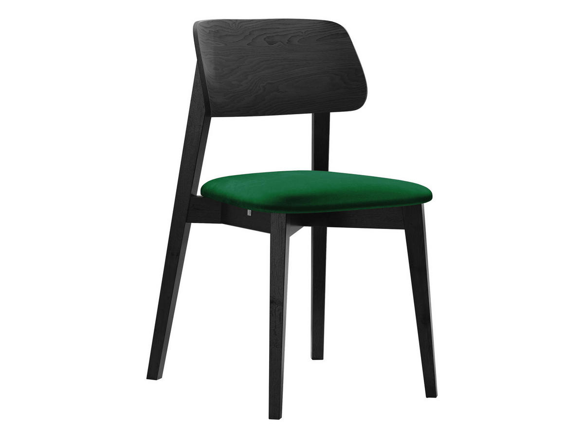 WOHNZIMMER STUHL KT63, Holzfarbe: Schwarz - Schwarz/Grün, Holz/Textil (47/80/49cm) - MIRJAN24