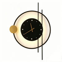 WANDUHR LED Nordisch, Metall Acryl, Schwarz, Wohnzimmer Flur - Schwarz, Metall (57/5/42cm) - Authentics
