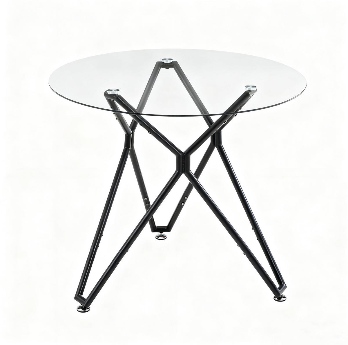 ESSTISCH rund 90 cm Glas Metall Schwarz - Schwarz, Metall (90/90/78cm) - Meubliv