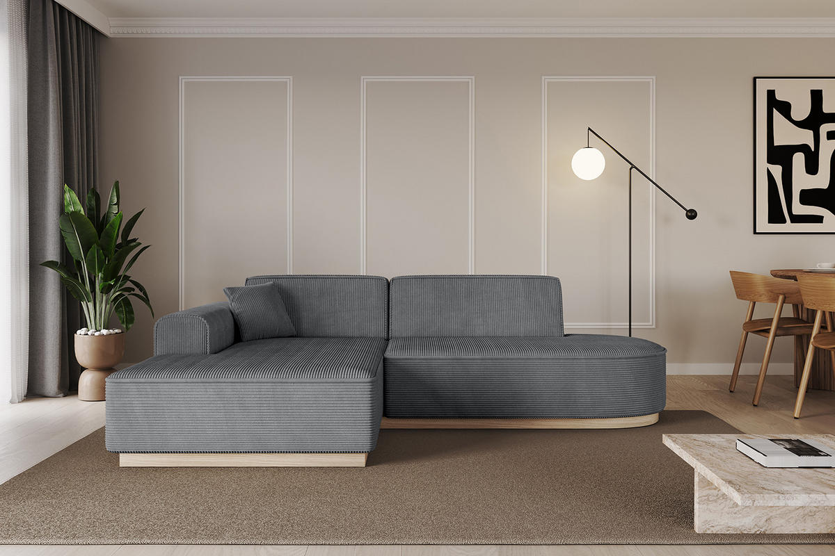 ECKSOFA Ottomane Links IREA-L1 - 232x165x80 cm Duneklgrau - Dunkelgrau, Holzwerkstoff/Textil (232/165cm) - ALTDECOR