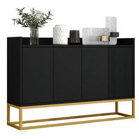 SIDEBOARD 120/30/80 cm mit 4 Türen, verstellbaren Einlegeböden und Push-to-Open, mit Metallrahmen, Schwarz - Schwarz, Holzwerkstoff (120/80/30cm) - Redom