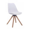 DREHSTUHL Lederlook weiß - Eukalyptusholzfarben/Weiß, Holz/Textil (48/84/56cm) - CLP